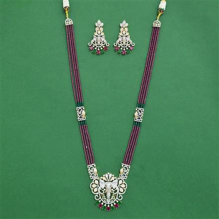 Cz Bandhai Pendant Set With 2 Tone Plating