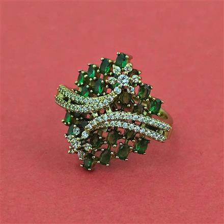 Cz Adjustable Ring With Mehndi Plating