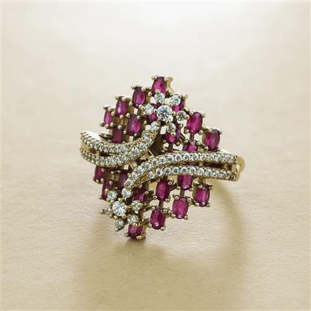 Cz Adjustable Ring With Mehndi Plating