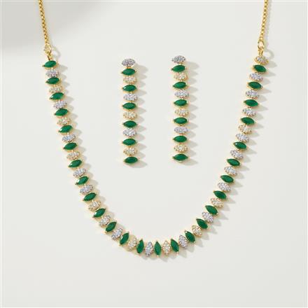 Cz Classic Necklace Set With 2 Tone Plating
