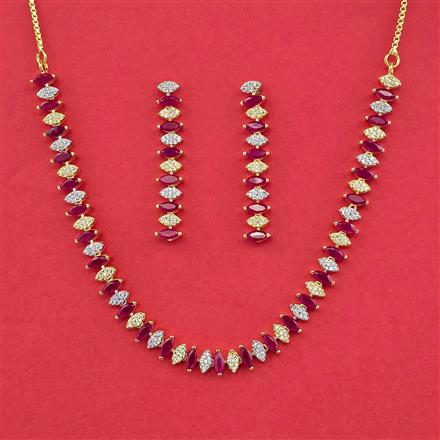 Cz Classic Necklace Set With 2 Tone Plating