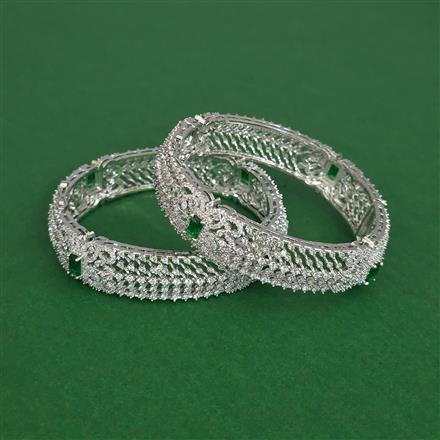 Cz Openable Bangles With Rhodium Plating