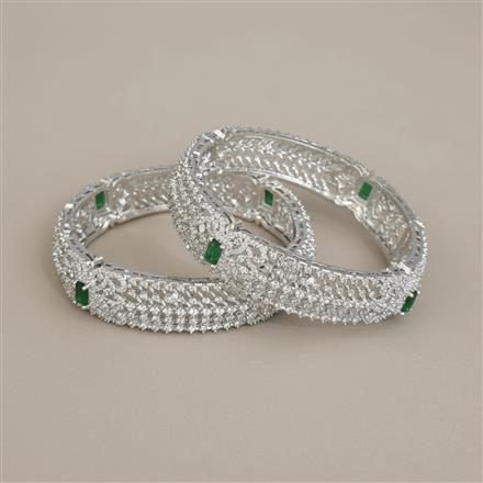 Cz Openable Bangles With Rhodium Plating