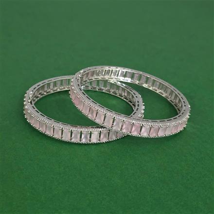 Cz Openable Bangles With Rhodium Plating