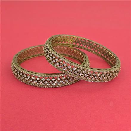 Cz Classic Bangles With Mehndi Plating