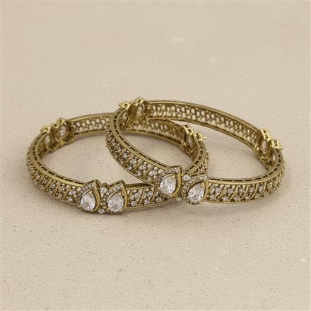Cz Classic Bangles With Mehndi Plating