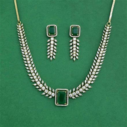 Cz Classic Necklace Set With Mehndi Plating