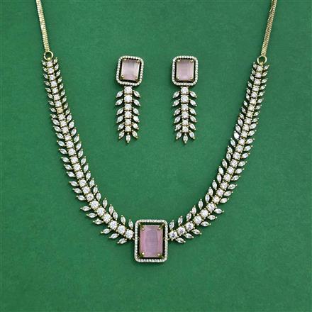 Cz Classic Necklace Set With Mehndi Plating