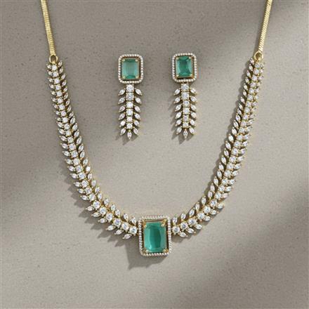 Cz Classic Necklace Set With Mehndi Plating