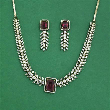 Cz Classic Necklace Set With Mehndi Plating