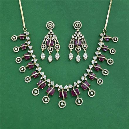Cz Classic Necklace Set With Mehndi Plating