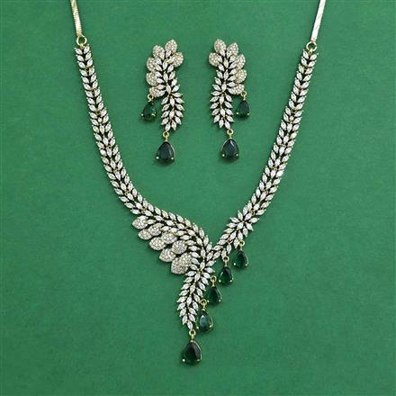 Cz Classic Necklace Set With Mehndi Plating