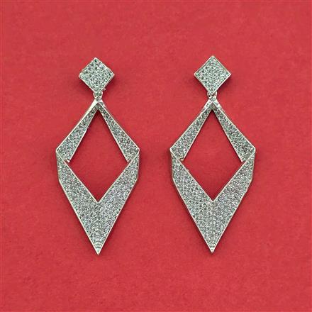 Cz Classic Earring With Mehndi 2 Tone Rhodium Plating