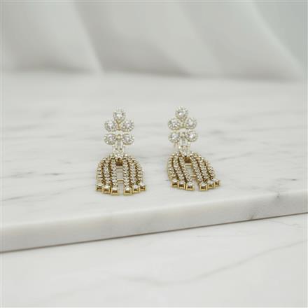 Cz Classic Earring With Mehndi 2 Tone Rhodium Plating