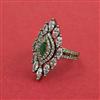 Cz Adjustable Ring With Mehndi Plating