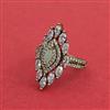 Cz Adjustable Ring With Mehndi Plating