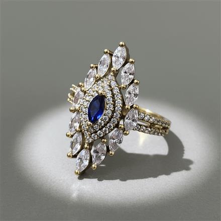 Cz Adjustable Ring With Mehndi Plating