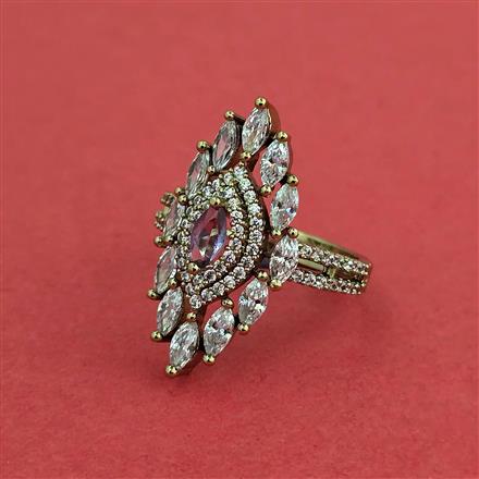 Cz Adjustable Ring With Mehndi Plating