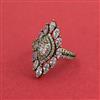 Cz Adjustable Ring With Mehndi Plating