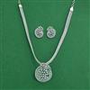 Cz Classic Pendant Set With 2 Tone Rhodium Plating