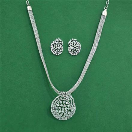 Cz Classic Pendant Set With 2 Tone Rhodium Plating