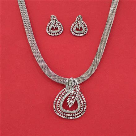 Cz Classic Pendant Set With 2 Tone Rhodium Plating