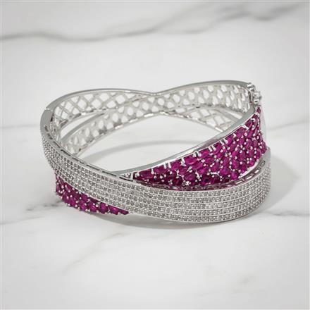 Cz Classic Kada With Rhodium Plating