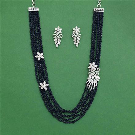 Cz Delicate Necklace Set With Rhodium Plating