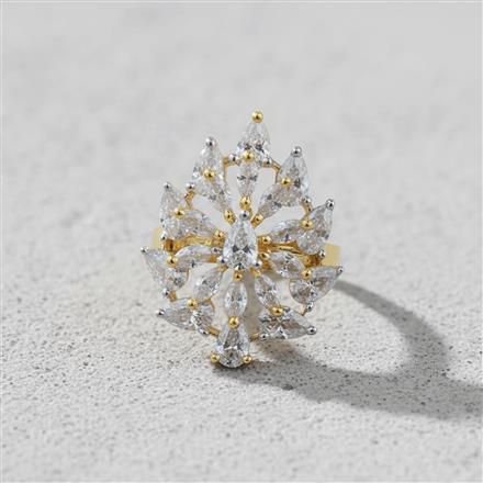 Cz Adjustable Ring With 2 Tone Rhodium Plating