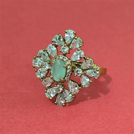 Cz Classic Ring With Mehndi Plating