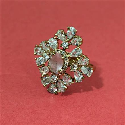 Cz Classic Ring With Mehndi Plating