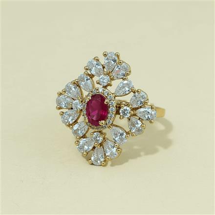 Cz Classic Ring With Mehndi Plating