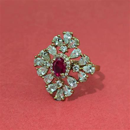 Cz Classic Ring With Mehndi Plating