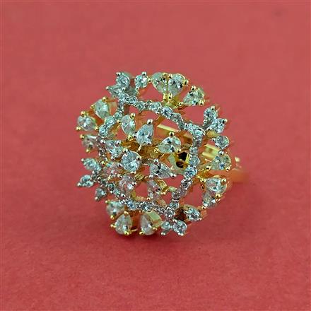 Cz Adjustable Ring With 2 Tone Rhodium Plating