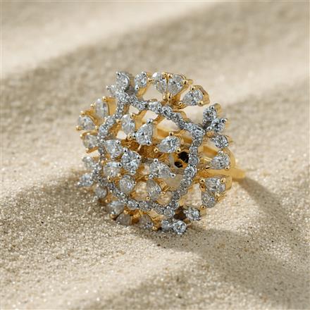 Cz Adjustable Ring With 2 Tone Rhodium Plating