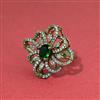 Cz Adjustable Ring With Mehndi Plating