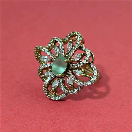 Cz Adjustable Ring With Mehndi Plating