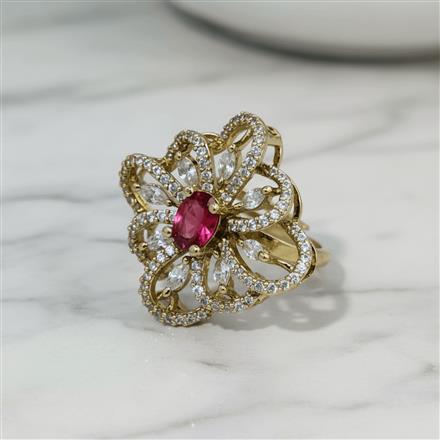 Cz Adjustable Ring With Mehndi Plating