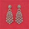 Cz Classic Earring With Mehndi 2 Tone Rhodium Plating