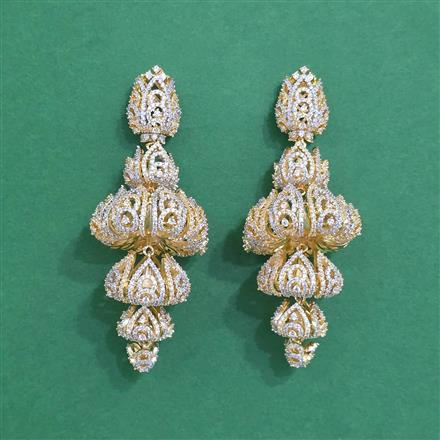 Cz Classic Earring With 2 Tone Rhodium Plating