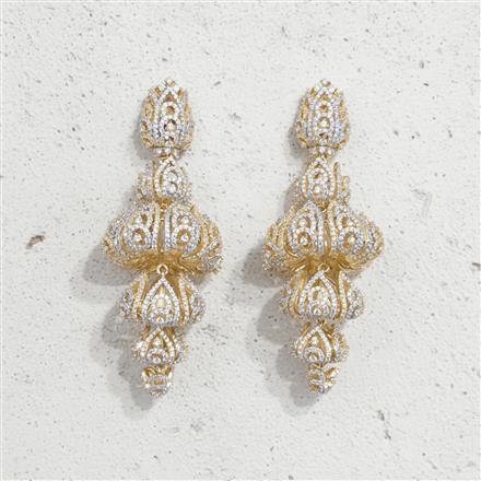 Cz Classic Earring With 2 Tone Rhodium Plating