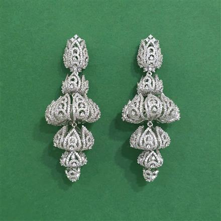 Cz Classic Earring With 2 Tone Rhodium Plating