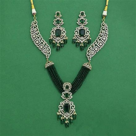 Cz Classic Necklace Set With Mehndi Plating