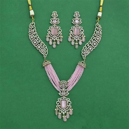Cz Classic Necklace Set With Mehndi Plating