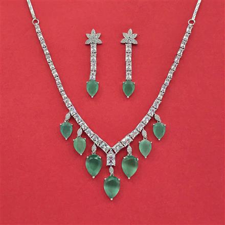 Cz Classic Necklace Set With Rhodium Plating