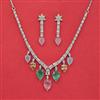 Cz Classic Necklace Set With Rhodium Plating
