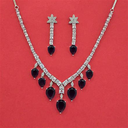 Cz Classic Necklace Set With Rhodium Plating