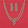 Cz 2 Line Necklace Set With Mehndi 2 Tone Rhodium Plating