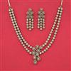 Cz 2 Line Necklace Set With Mehndi 2 Tone Rhodium Plating
