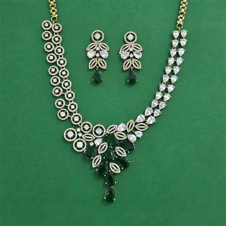 Cz Classic Necklace Set With Mehndi Plating